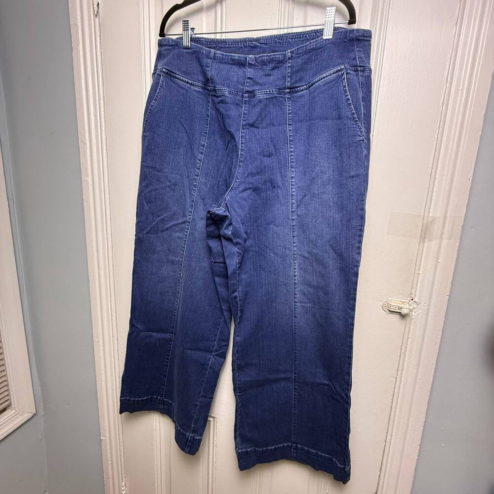 Belle by Kim Gravel TripleLuxe Front Seam Wide Leg Cropped Jeans 18WP Blue